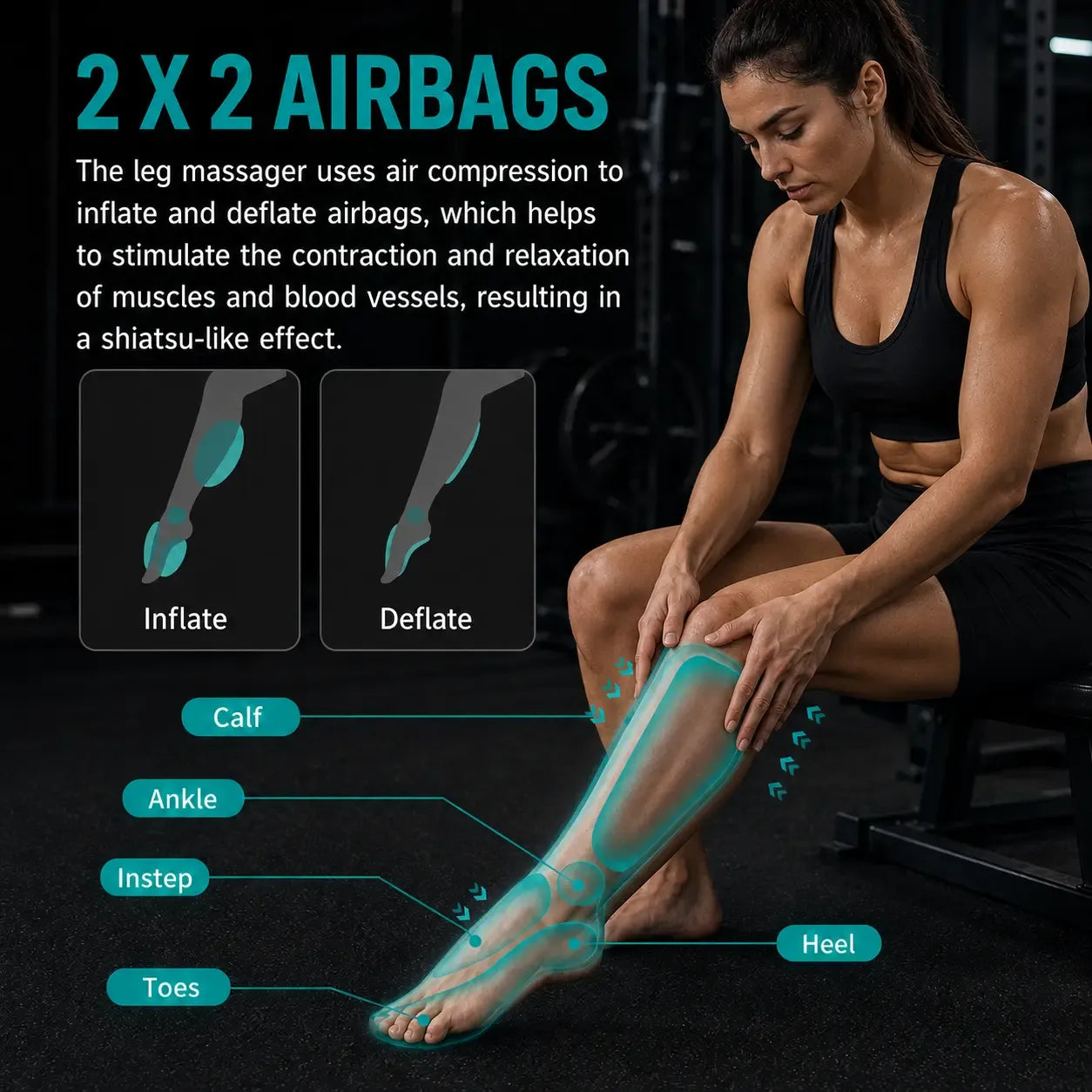 Air Compression Leg Massager with 3 Massage Levels