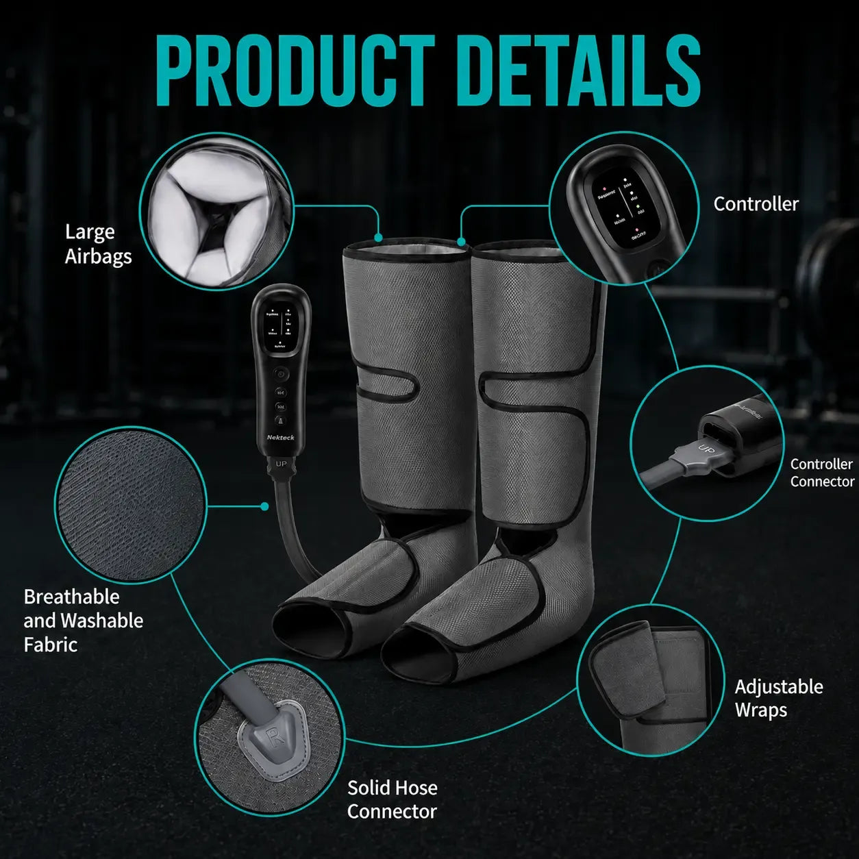 Air Compression Leg Massager with 3 Massage Levels