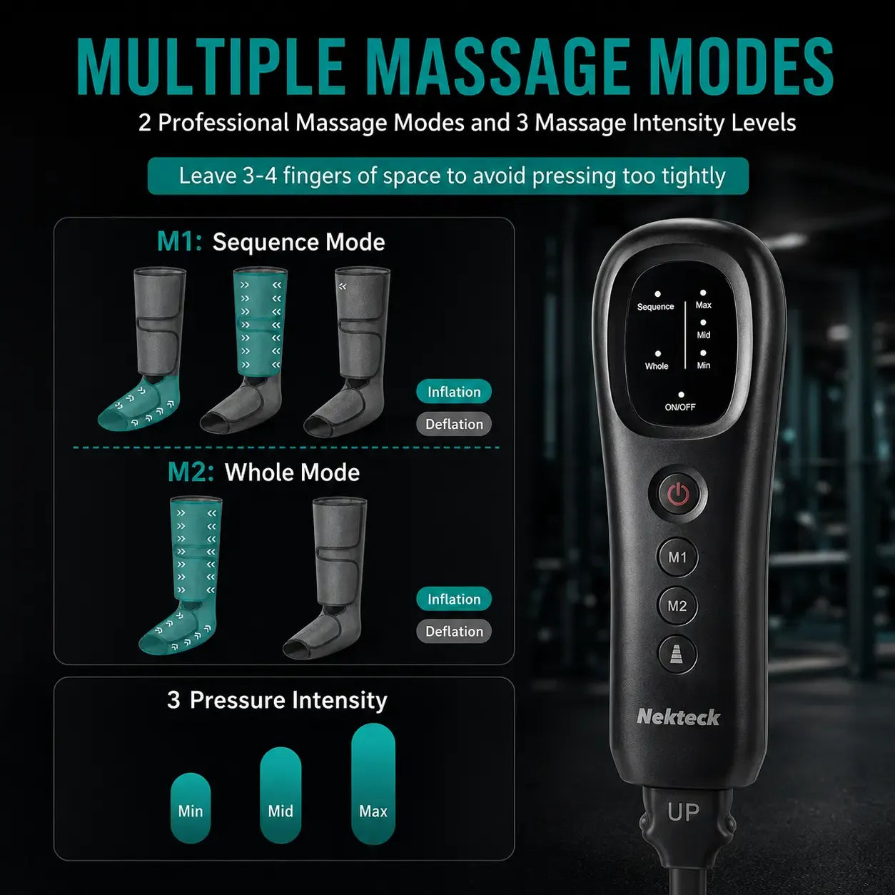 Air Compression Leg Massager with 3 Massage Levels